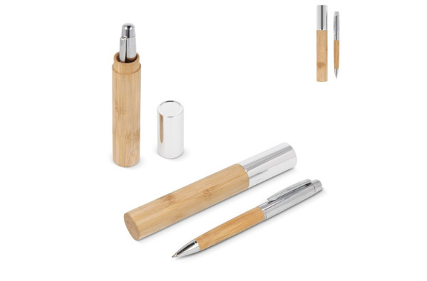 Metallkugelschreiber Bambus im Köcher