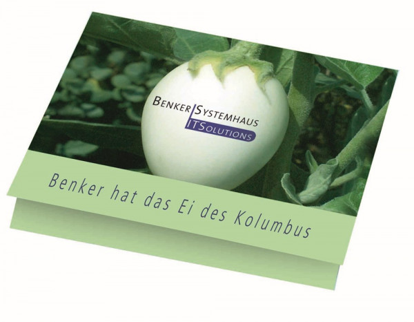 Klappkärtchen Eierbaum, 90 x 60 mm Eierbaumsamen, 1-4 c Digitaldruck inklusive