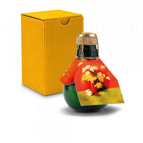 Kleinste Sektflasche der Welt! Blumengesteck — Inklusive Geschenkkarton, 125 ml